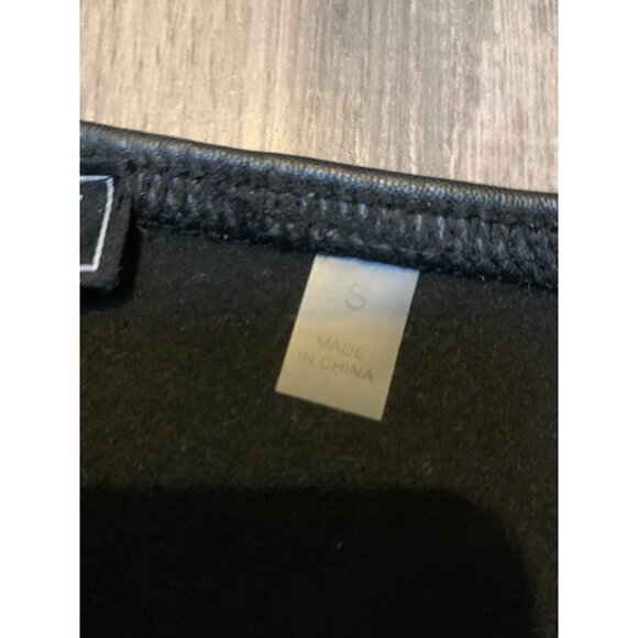 Bagatelle Womans S Black Pleather Faux Leather Pull On Pants Stretch Slit Front - Picture 2 of 6